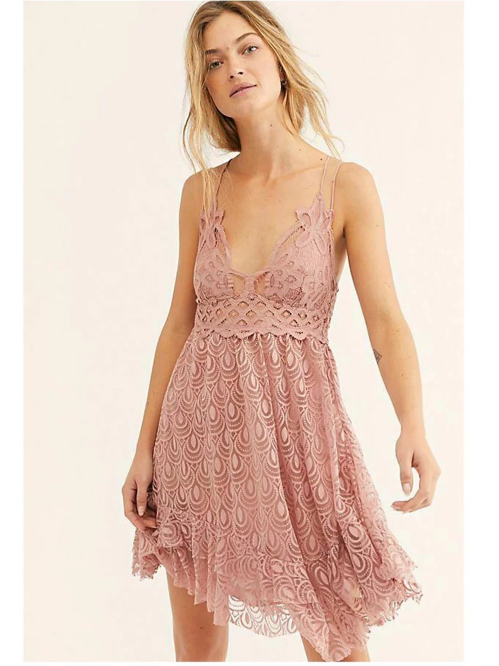 Free People Adella Burnout Slip Dress in Dusty Rose - Picture 3 of 7